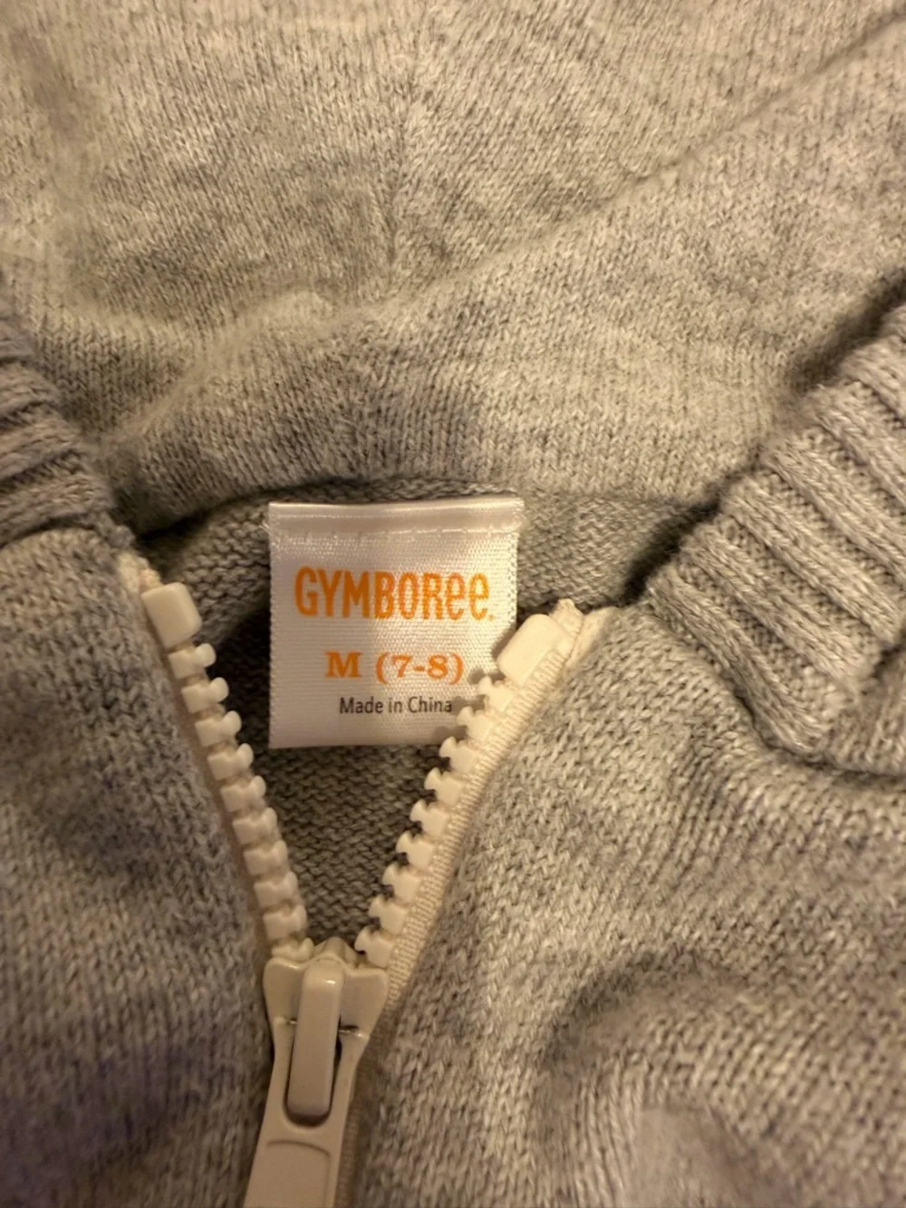 Gymboree Gray and White Hooded Zip Cardigan with Fair Isle Size 7/8